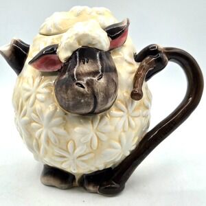 Whimsical Adorable Easter Ceramic Lamb Sheep Teapot w Lid Heather Goldminc 2018